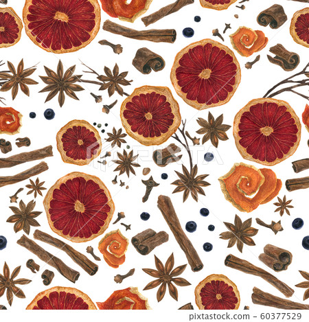 Christmas winter spices in realistic watercolor Christmas winter spices in realistic watercolor 60377529