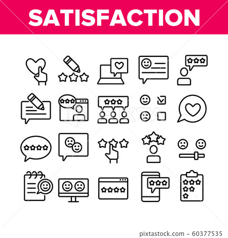 Satisfaction Feedback Collection Icons Set Vector - Stock Illustration ...