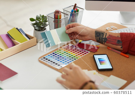 Unrecognizable Male Designer Working on Color Palettes 60378511