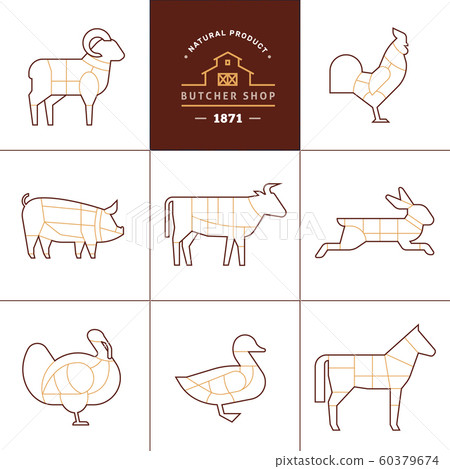Set a schematic view of animals for the butcher 60379674