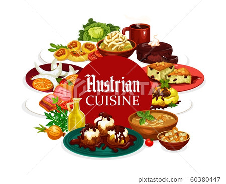 Austrian cuisine frame, food, drinks, dessert menu 60380447