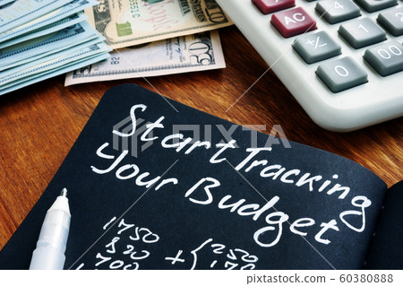 Start tracking your budget sign with home finances 60380888