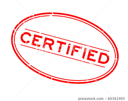 Grunge red certified word oval rubber seal stamp Grunge red certified word oval rubber seal stamp 60381405
