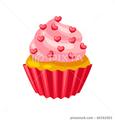 Valentines Day muffin with hearts. Valentines Day muffin with hearts. 60382003