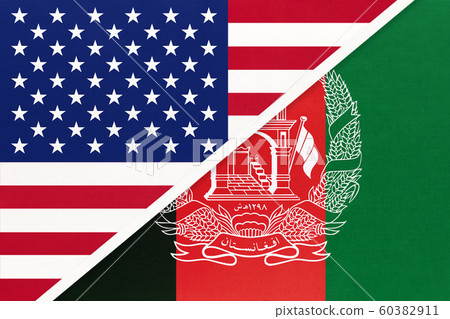 USA vs Afghanistan national flag from textile. USA vs Afghanistan national flag from textile. 60382911