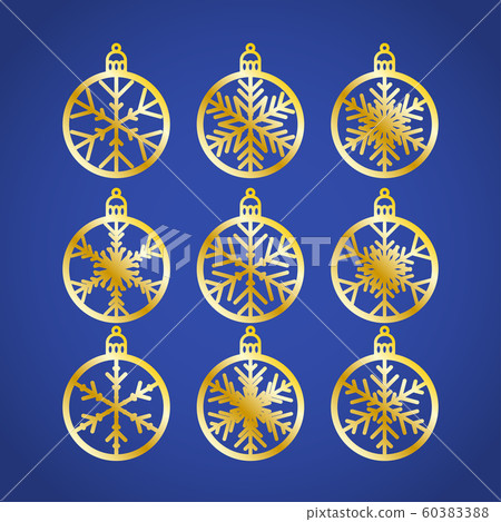 Christmas balls set with a snowflake cut out of - Stock Illustration ...