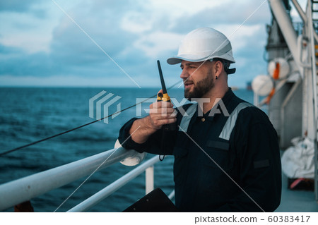 Marine Deck Officer or Chief mate on deck of offshore vessel or ship 60383417
