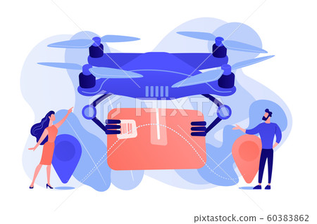 Drone delivery concept vector illustration. - Stock Illustration ...