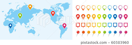 World Map And Pin Set World map pin marker set   Stock Illustration [60383960]   PIXTA