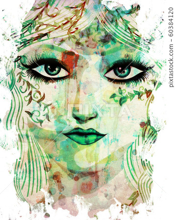 Spring girl face - Stock Illustration [60384120] - PIXTA
