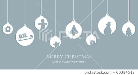 christmas card with tree balls decoration - Stock Illustration ...