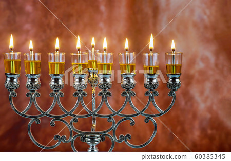 jewish holiday Hanukkah with menorah traditional 60385345