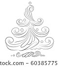 Hand drawn Christmas tree sketch. 60385775
