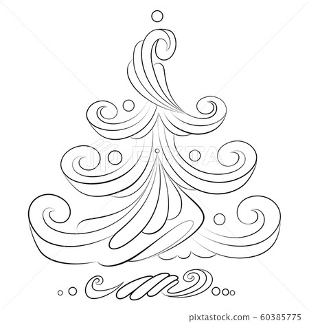 Hand drawn Christmas tree sketch. 60385775
