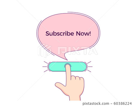 Call to action with text Subscribe Now. Cartoon 60386224
