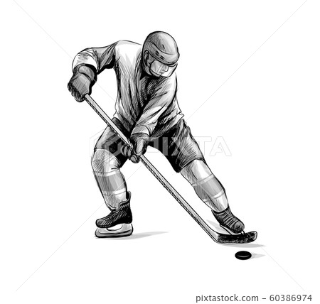 Hockey player. Hand drawn sketch. Winter sport 60386974