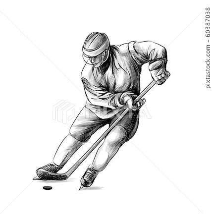 Hockey player. Hand drawn sketch. Winter sport 60387038