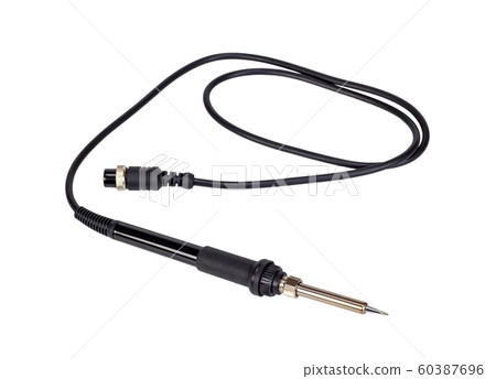 Electric soldering iron with the black handle. Electric soldering iron with the black handle. 60387696