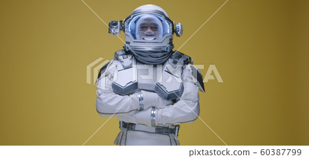 Man showing thumbs up in space suit 60387799