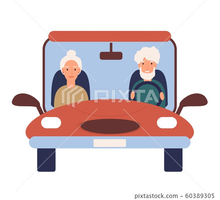 Funny people driving cars isolated on white background. Colorful vector illustration in flat cartoon Funny people driving cars isolated on white background. Colorful vector illustration in flat cartoon 60389305