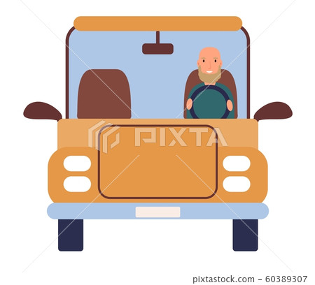 Funny people driving cars isolated on white background. Colorful vector illustration in flat cartoon Funny people driving cars isolated on white background. Colorful vector illustration in flat cartoon 60389307