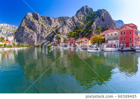 Sunny town and port Omis, Croatia Sunny town and port Omis, Croatia 60389485