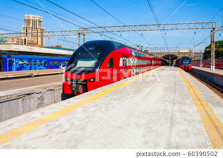 Double-decker Aeroexpress train in Moscow 60390502