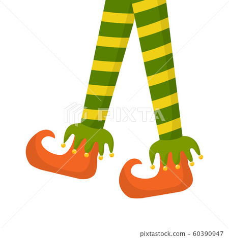 Christmas Elf legs in striped tights 