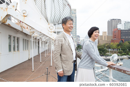 Yokohama couple travel A good couple who talk about memories that came from old honeymoon in Yamashita Park area Yokohama couple travel A good couple who talk about memories that came from old honeymoon in Yamashita Park area 60392081