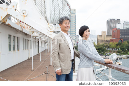 Yokohama couple travel A good couple who talk about memories that came from old honeymoon in Yamashita Park area 60392083