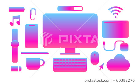 Sihouette office gadget and computer things 60392276