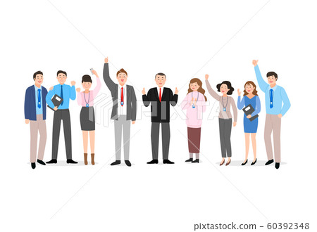 Cheerful People say hi, greeting card illustration 005 60392348