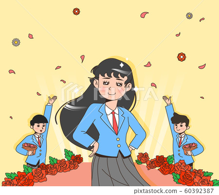 Happy students teenagers cartoon character illustration 011 60392387
