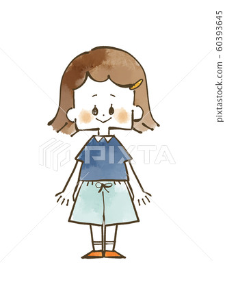 Girl Smile Full Body Watercolor Stock Illustration
