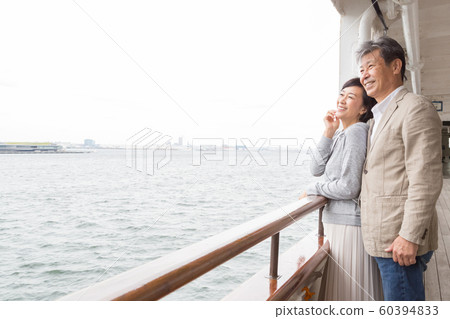 Yokohama couple travel A good couple who talk about memories that came from old honeymoon in Yamashita Park area 60394833