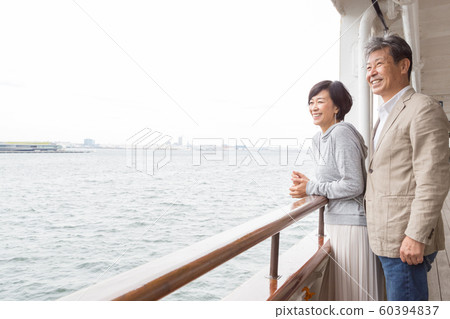 Yokohama couple travel A good couple who talk about memories that came from old honeymoon in Yamashita Park area 60394837