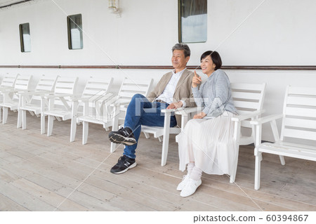 Yokohama couple travel A good couple who talk about memories that came from old honeymoon in Yamashita Park area 60394867