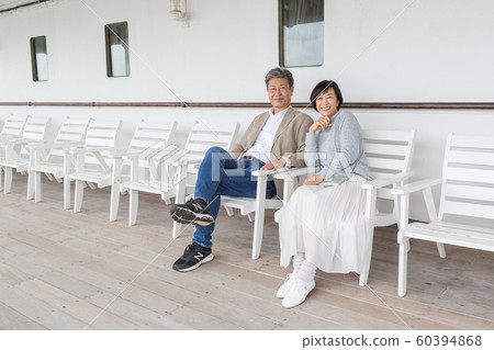Yokohama couple travel A good couple who talk about memories that came from old honeymoon in Yamashita Park area 60394868