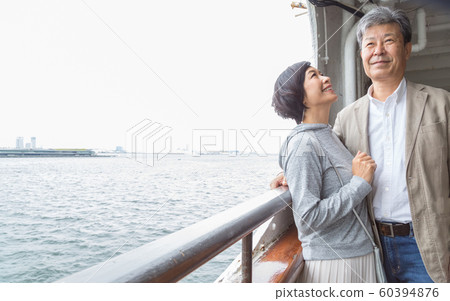 Yokohama couple travel A good couple who talk about memories that came from old honeymoon in Yamashita Park area 60394876