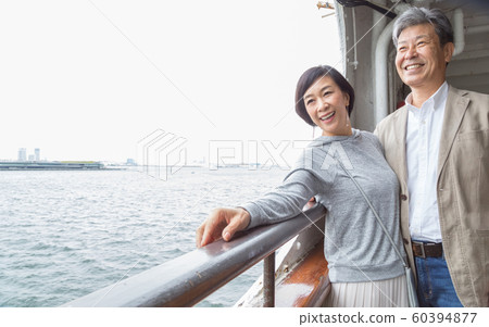 Yokohama couple travel A good couple who talk about memories that came from old honeymoon in Yamashita Park area 60394877