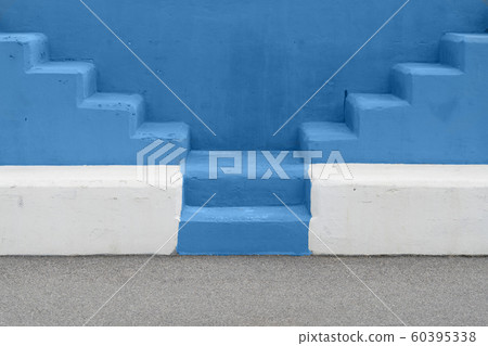 Selective view of the outdoor staircase with blue Selective view of the outdoor staircase with blue 60395338