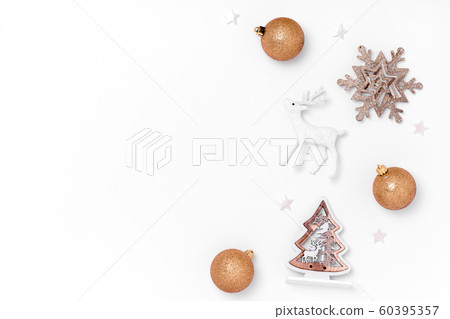 New Year and Christmas background. Top view, flat 60395357