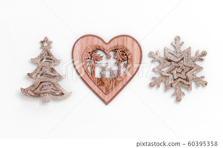 New Year and Christmas background. Top view, flat New Year and Christmas background. Top view, flat 60395358