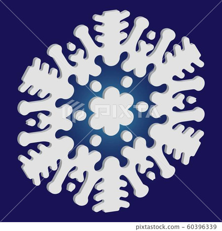 Cute snowflake with shadow on blue background. Cute snowflake with shadow on blue background. 60396339