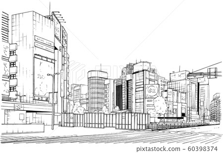 Manga樣式筆圖像例證街市 Manga樣式筆圖像例證街市 60398374