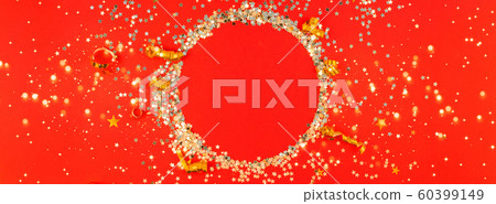 Christmas golden round glitter frame background Christmas golden round glitter frame background 60399149
