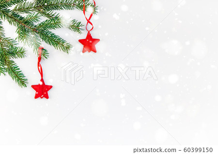 Christmas fir tree branch on white background Christmas fir tree branch on white background 60399150