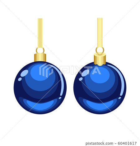 Christmas blue ornaments with golden hanging 60401617