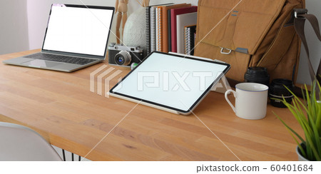 Close-up view of cozy photographer workspace with Close-up view of cozy photographer workspace with 60401684