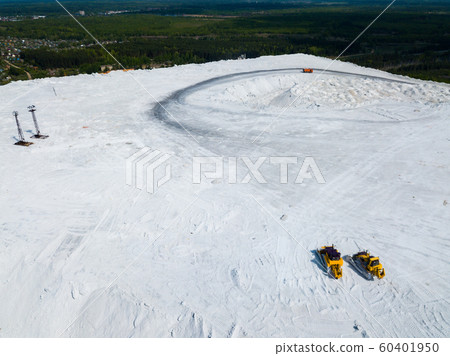 White Mountain aerial view. Slag from phosphogypsum. City Voskresenks. Russia 60401950